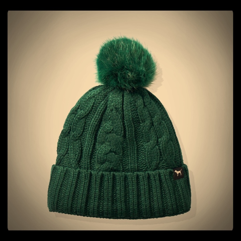 NWT VS Pink Green Sherpa Beanie
